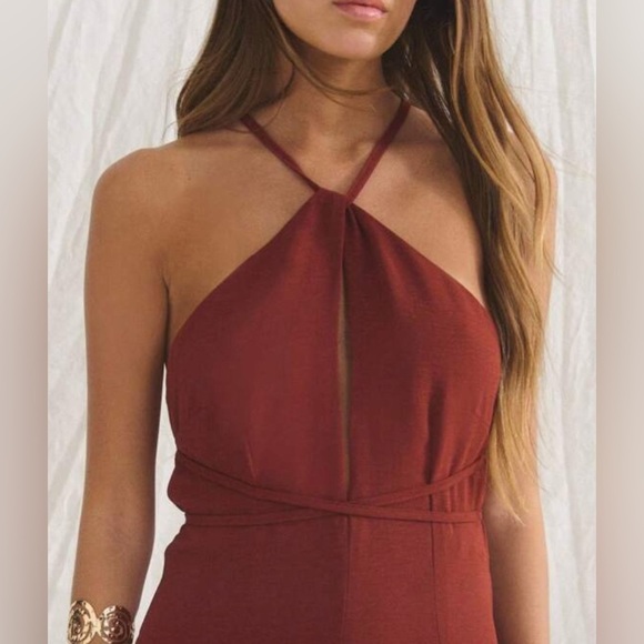 NEW Rust Orange V-Neck Two-Way Jumpsuit - Picture 4 of 6